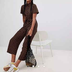 Monki Tiger Print Cropped Jumpsuit